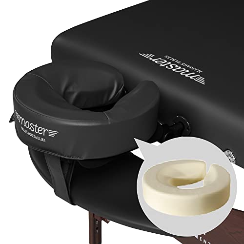 Master Massage Newport Portable Massage Table Package with Denser 2.5" Cushion, Walnut Stained Hardwood, Steel Support Cables, Pillows & Accessories