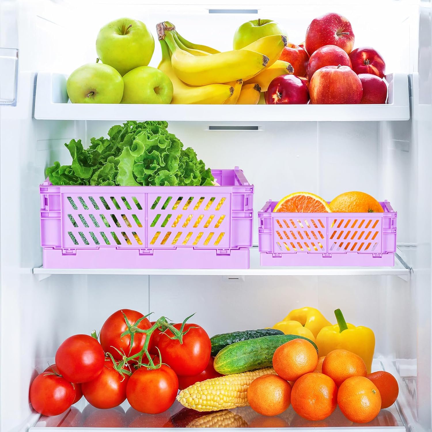 NEI 2-Pack Mini Foldable Plastic Baskets for Organizing and Storage, Collapsible Storage Crate for Home Kitchen Bedroom Bathroom Office (5.9x3.8x2.2