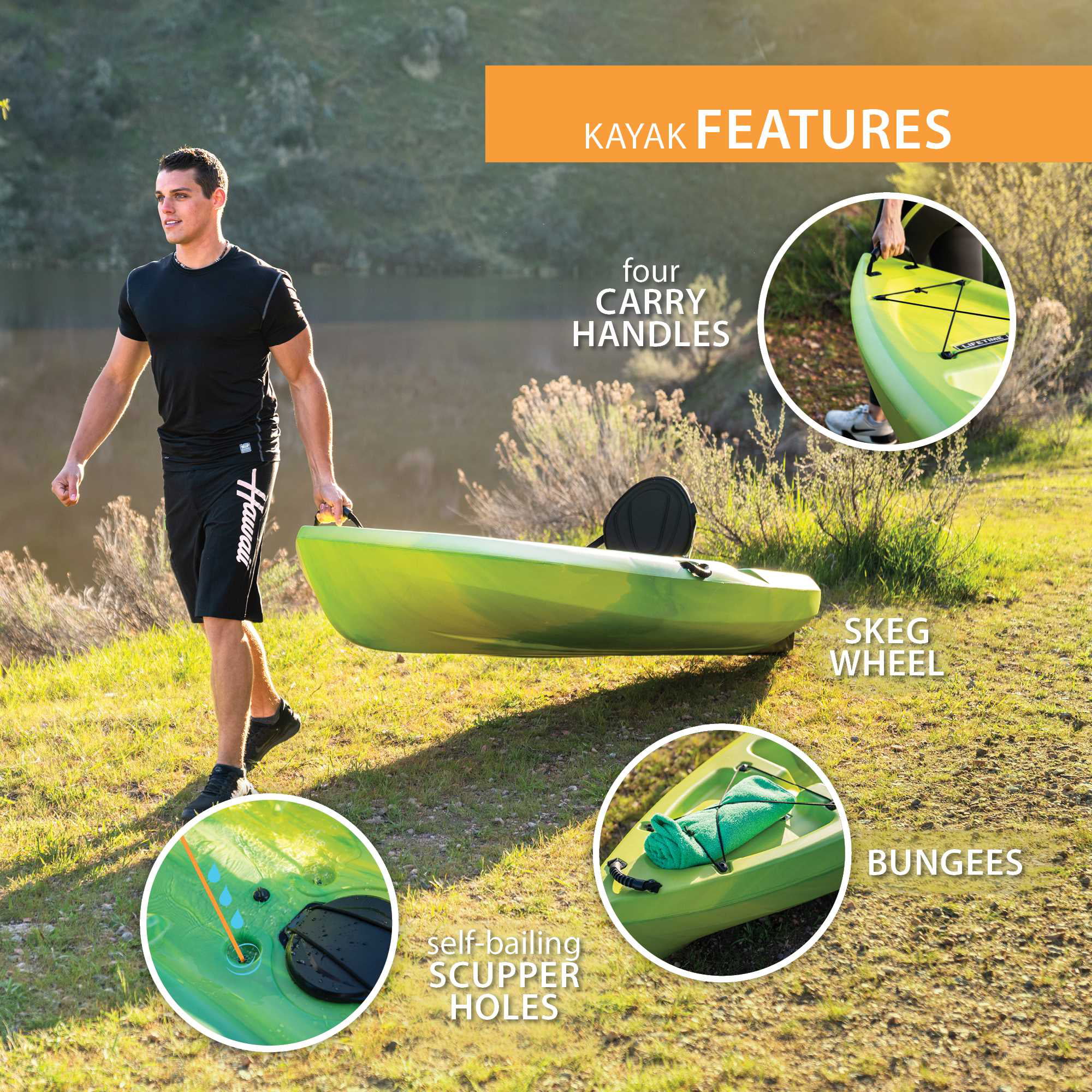 Lifetime Temptation 11 ft Sit-on-Top Kayak, Lemongrass Fusion (90979) - Radiant Selections