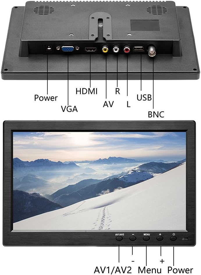 10.1” HD Monitor for Mini TV & Car Video Player & Computer Display TFT LCD Color Screen for Car Backup Camera & Home Security System Built in Speaker