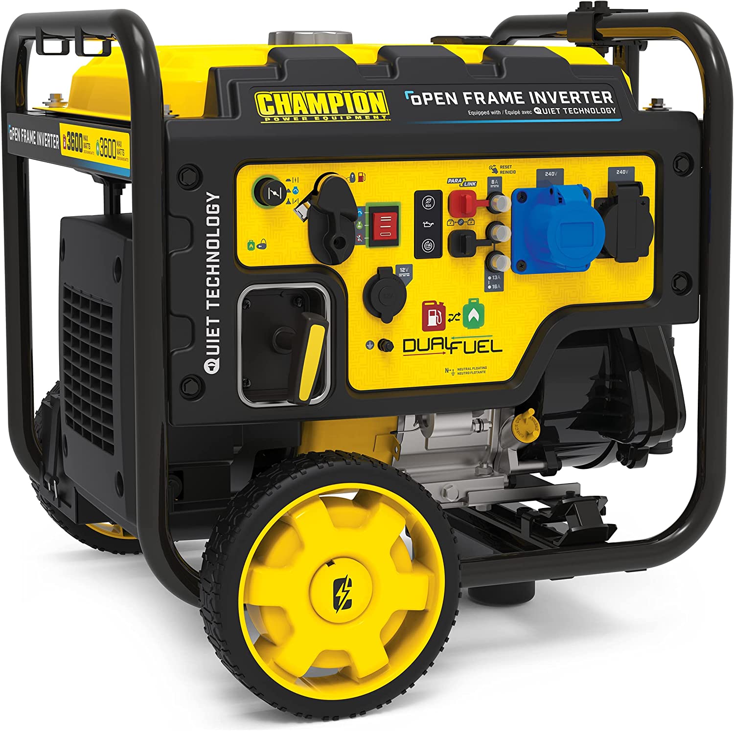 Champion Power Equipment 3600 Watt Dual Fuel Digital Hybrid Inverter &ndash; 224cc Engine, 18 hour run time, Ultra-Quiet & Light