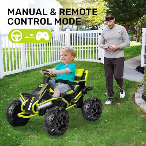 ANPABO 24V 4x4 Ride On Toy for Big Kids, 4x200W Motors, 5MPH, Kids Car w/Parent Remote, Wide Adjustable Seat, Headlights, Metal Frame
