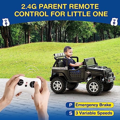 L8 2 Seater Ride On Car, 12V Kids Electric Car w/Remote Control, 4-Wheel Suspension, Bluetooth Speaker, Multi Music Modes, 3 Speeds, LED Lights