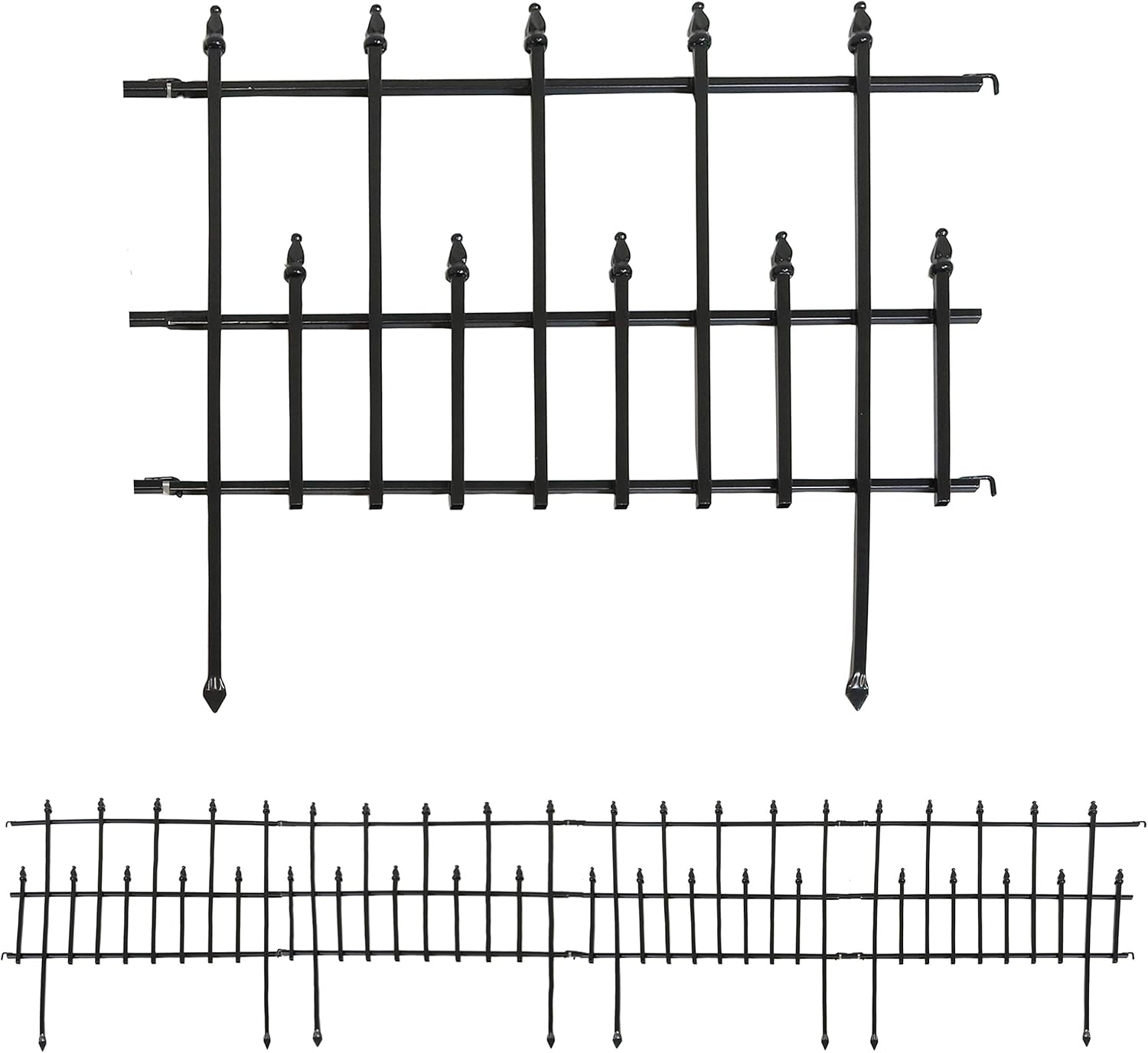 Sunnydaze 5-Piece Cambridge Decorative Metal Garden Fence Panel Set - Steel Border Garden and Landscape Fencing - 24-Inch Wide x 28-Inch Tall Each