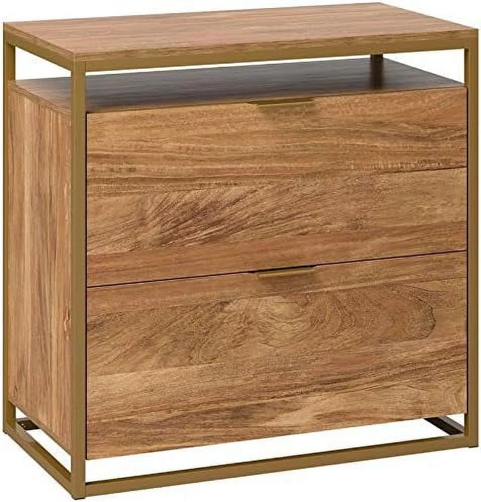 Engineered Wood File Cabinet In Sindoori /Brown/Gold
