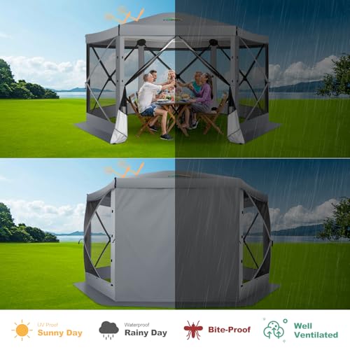 COBIZI 12x12ft Pop up Gazebo Screen Tent Screen House for Camping, Camping Outdoor Screened Gazebo, Canopy Tent