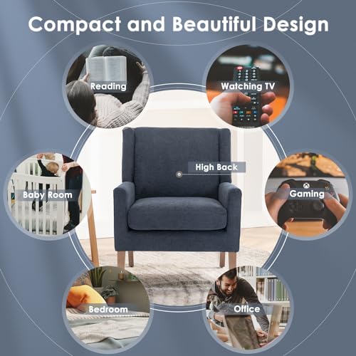 COLAMY Modern Wingback Living Room Chair, Upholstered Fabric Accent Armchair
