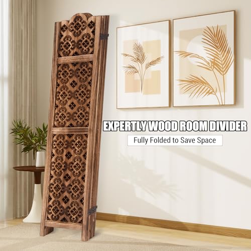 5.6FT Tall Room Divider,Japanese Room Divider 6 Panel Shoji Screen Room Dividers