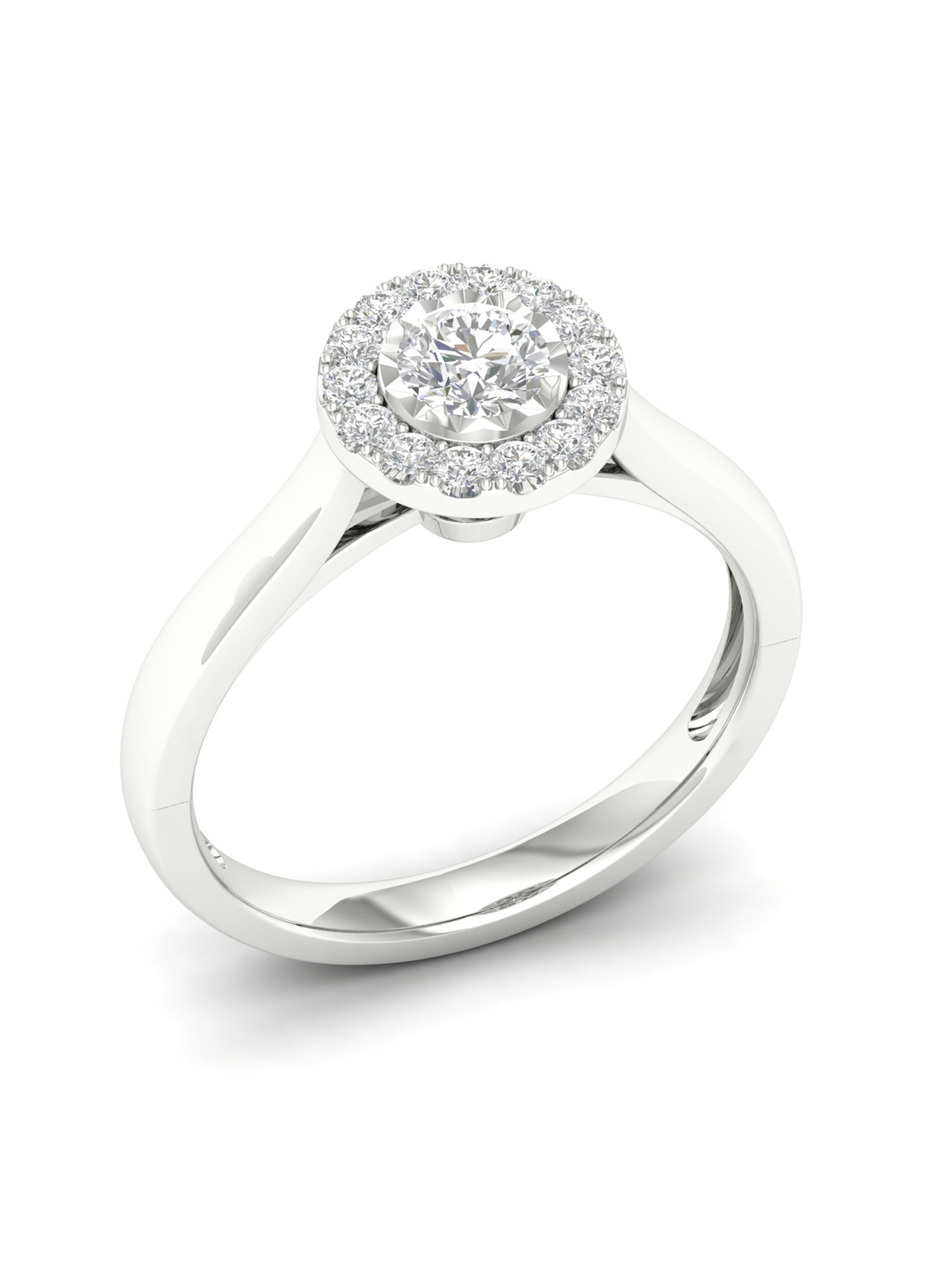 1/3Ct TDW Diamond 10K White Gold Single Stone Halo Engagement Ring (I-J, I2)