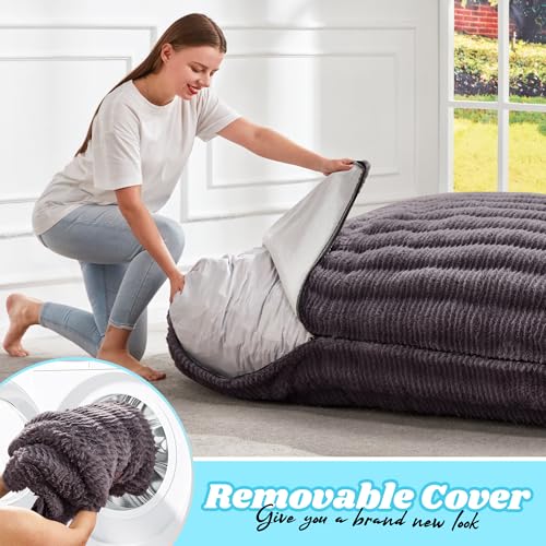 Hobestluk 3 in 1 Bean Bag Chair Giant Bean Bag Chairs Convertible Bean Bag Floor Cushion with Machine Washable Cover