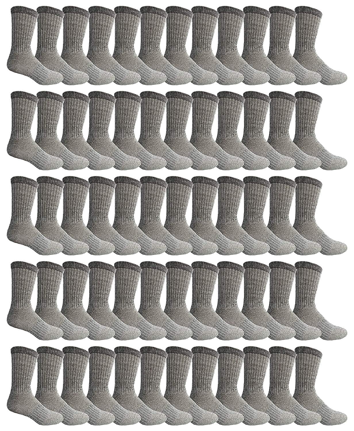60 Pair Pack Bulk Merino Wool Thermal Boot Socks, Cold Resistant Camping Socks (60 PAIR MENS)