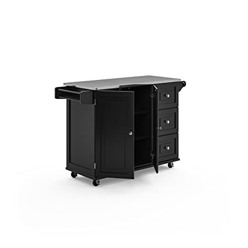 homestyles Mobile Kitchen Island Cart with Stainless Steel Top, Sage Green