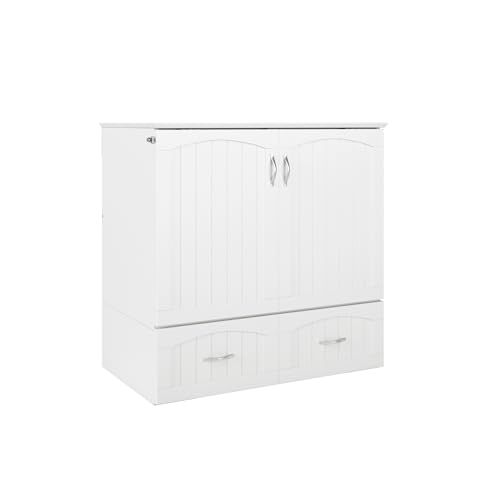 AFI Southampton Queen Murphy Bed Chest with Mattress, Storage, and Built-in Charger in Grey