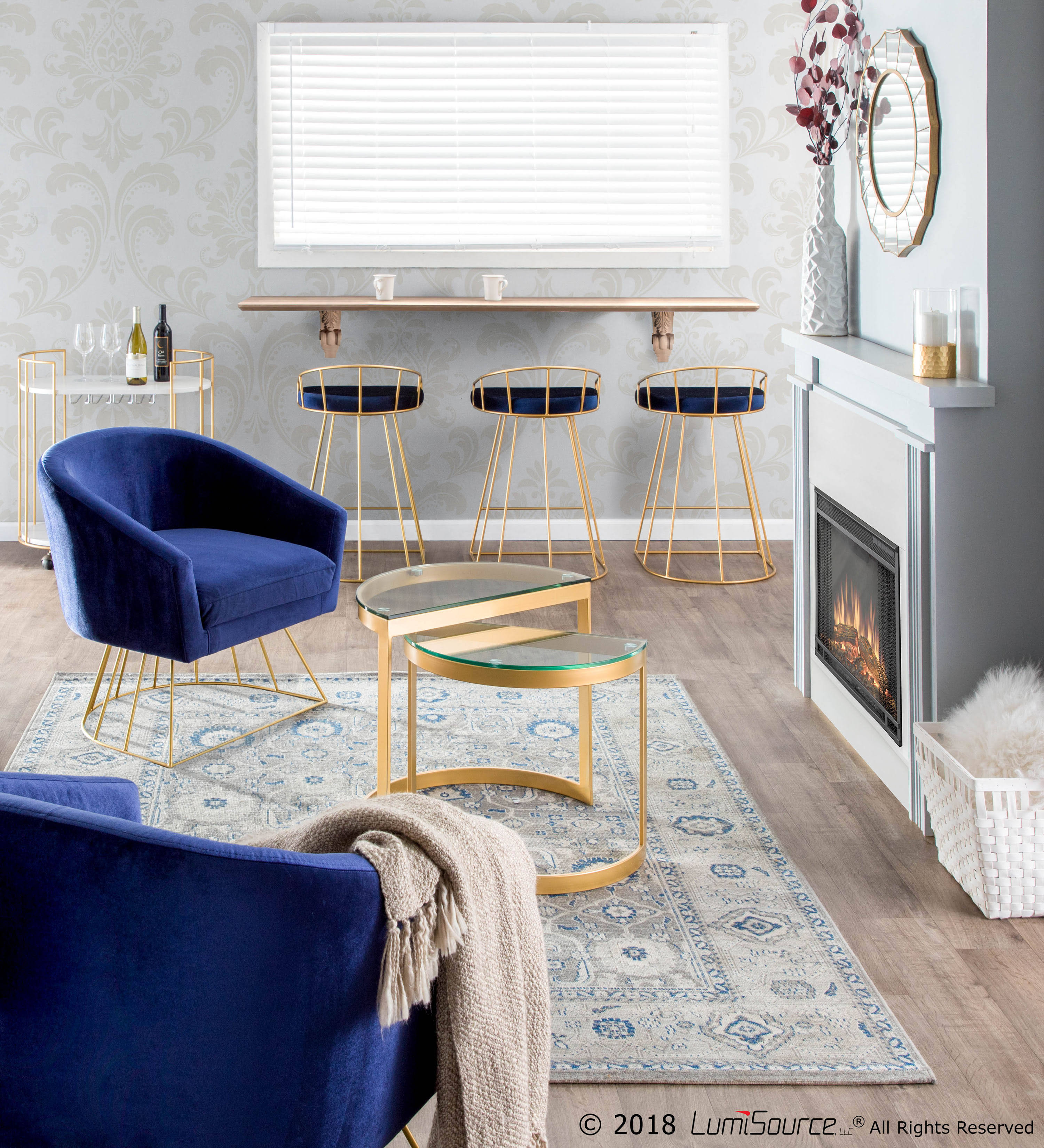 LumiSource Canary Gold Royal Blue Tub Chair