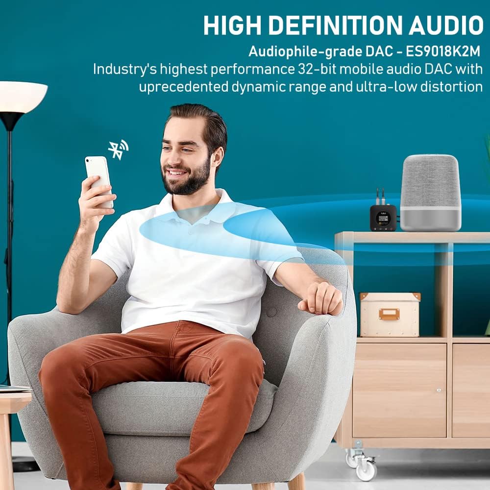1Mii B06HD+ Bluetooth Receiver, HiFi Bluetooth 5.0 Audio Adapter w/ Audiophile DAC, LDAC, aptX HD & Low Latency
