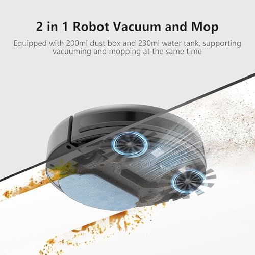 Robot Vacuum and Mop Combo, 2 in 1 Vacuum Robot with WiFi/App/Voice, Schedule, Water Tank and Dustbin, Self-Charging, Slim, Ideal for Hard Floor