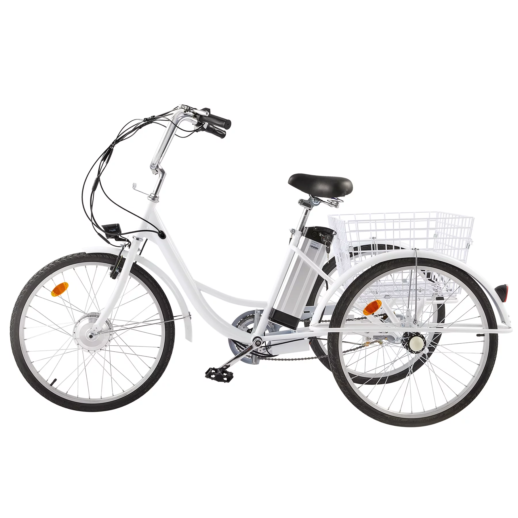 VIRIBUS 24 Inch Electric Trike Bike for Adults 36V 3 Wheel Electric Bicycle for Women Men, Black