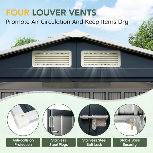 6x4FT Outdoor Steel Storage Shed with Clear Window, Lockable Doors, Weather-Resistant Metal Tool Shed for Garden, Backyard, Patio, and Utility Storage