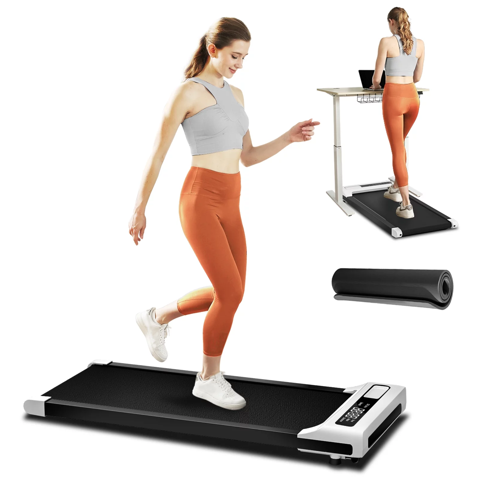 JURITS Walking Pad 2 in 1 for Walking and Jogging, Under Desk Treadmill for Home Office with Remote Control