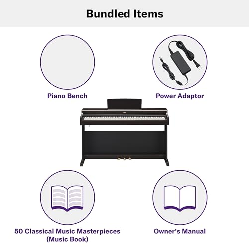Yamaha Arius, 88-Key Weighted Action Digital Beginner and Intermediate Players, Dynamic Response, Grand Piano Sound, 3-Pedal Unit, Upright Design