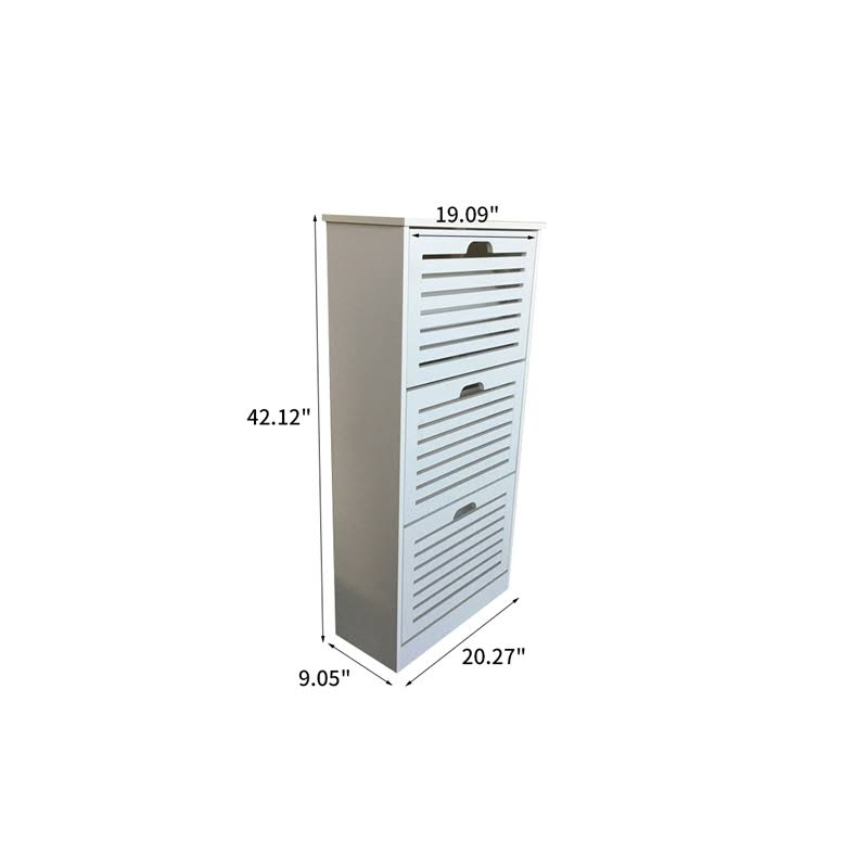 LuxenHome White Wood 12-Pair Shoe Storage Cabinet