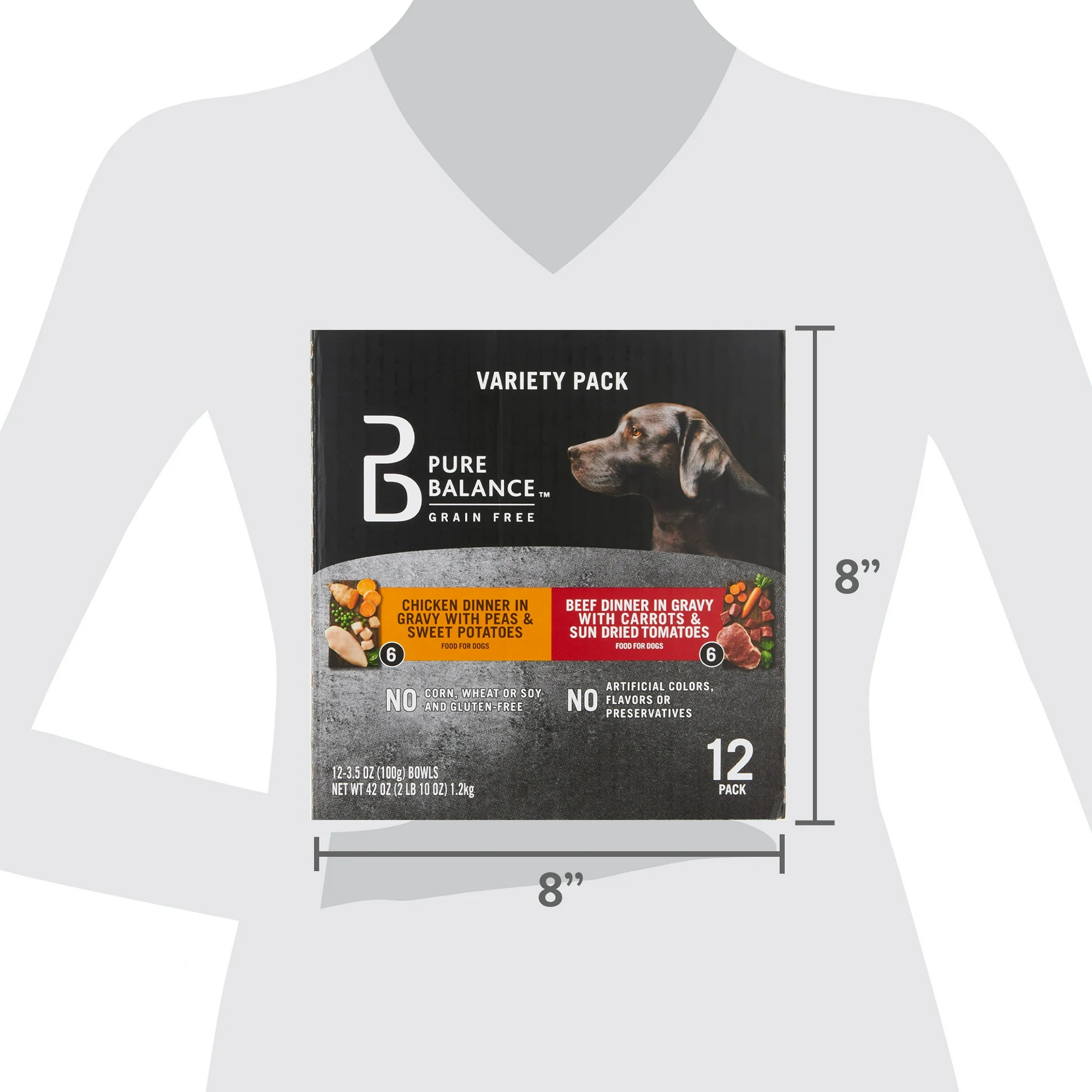 (24 pack) Pure Balance Grain Free Chicken Dinner in Gravy &amp; Beef Dinner in Gravy Wet Dog Food Variety Pack, 3.5 oz, 12 Count