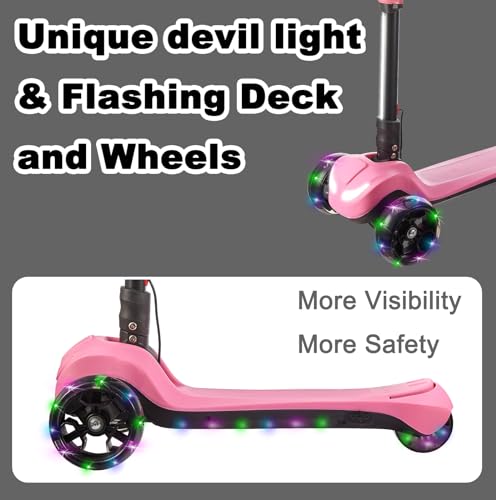 3 Wheel Electric Scooter for Kids and Toddlers Ages 3-8, LED Display, Premium Front Light and Wheel Lights, Boys and Girls, Safe Kick Lightup