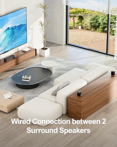 ULTIMEA 5.1ch Sound Bar with Subwoofer, Home Theater Virtual Surround Sound System for TV, Soundbar with App Control, 2 Surround Speakers, Opt/AUX