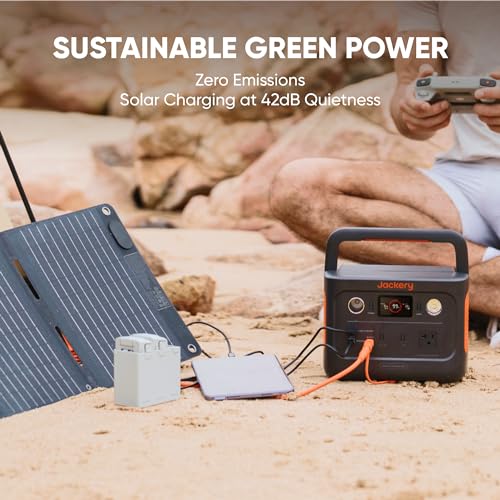 Jackery Solar Generator 240 v2 and 40W Mini Solar Panel, 256Wh LiFePO4 Battery, 300W AC & 100W USB-C Output, Ultra Fast Solar Charging for Outdoors