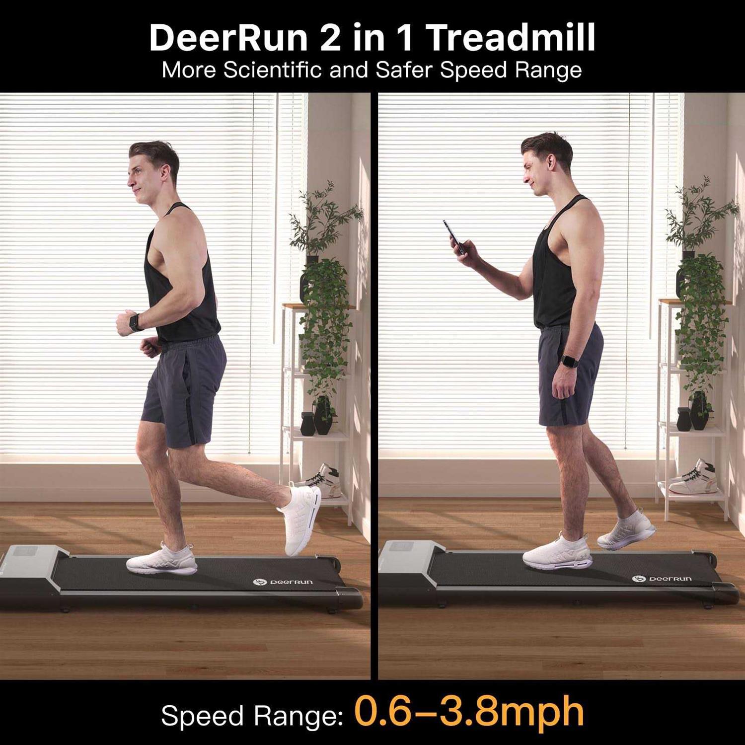 Deerrun Walking Pad 2 in 1 Treadmills for Home with Remote Control - Sports Supplies Online Store
