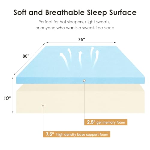 10 Inch Full Size Mattress with Gel Cooling Memory Foam, High-Density Base Foam Mattress with Removable Washable Cover, Certified Safe Foams & Fabric