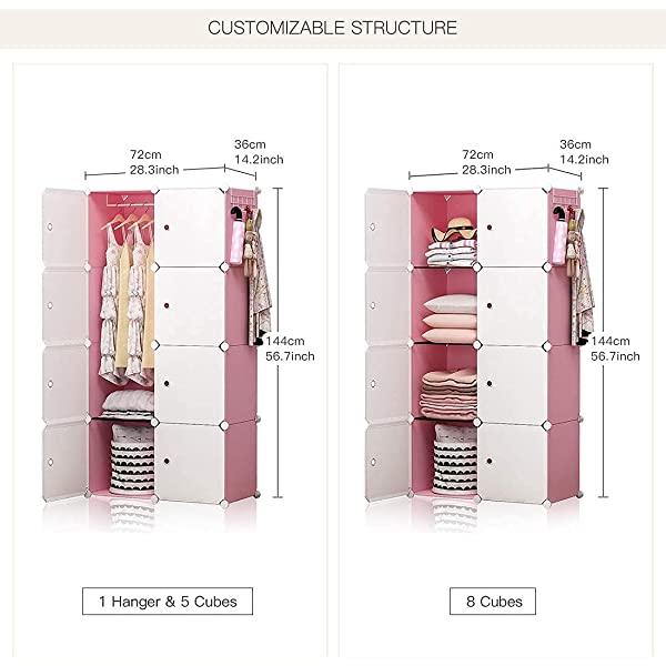 YOZO Cube Storage Organzier Portable Closet Wardrobe Bedroom Dresser (71x14x71 inches) Portable Closet Cube Shelf Armoire Pantry Cabinet, 25 Cubes