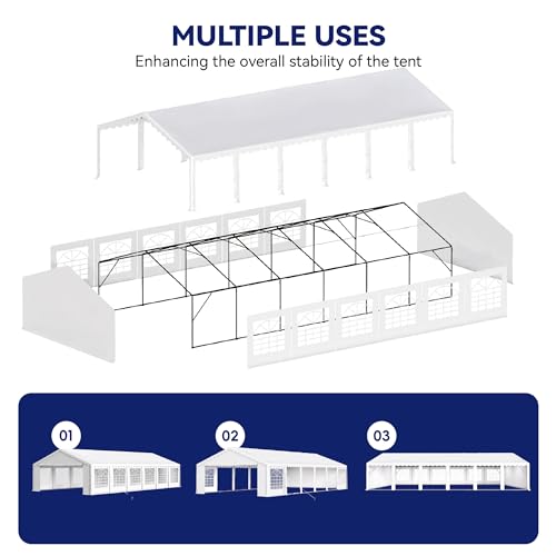 PHI VILLA 20'x16' Outdoor Heavy Duty Party Tent Large Commercial Canopy Wedding Event Shelter with Removable Sidewalls & 3 Storage Bags for Patio
