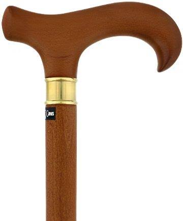 Royal Canes -Extra Long, Super Strong Brown Derby Walking Cane with Beechwood Shaft and Brass Collar