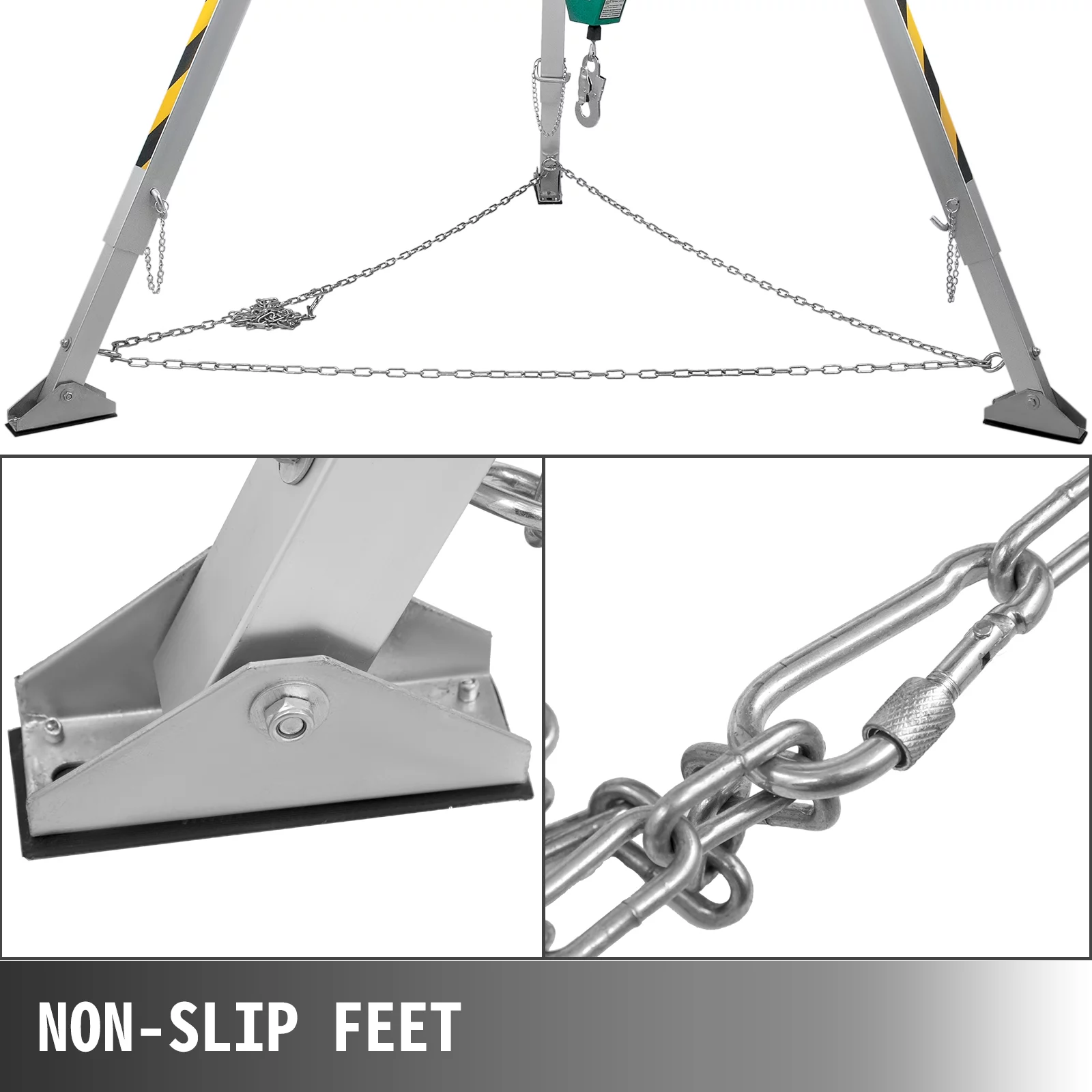 VEVOR Confined Space Tripod 8' Legs, 1800lbs Winch Confined Space Kit, 98' Cable Confined Space Rescue Tripod, with 32.8' Fall Protection