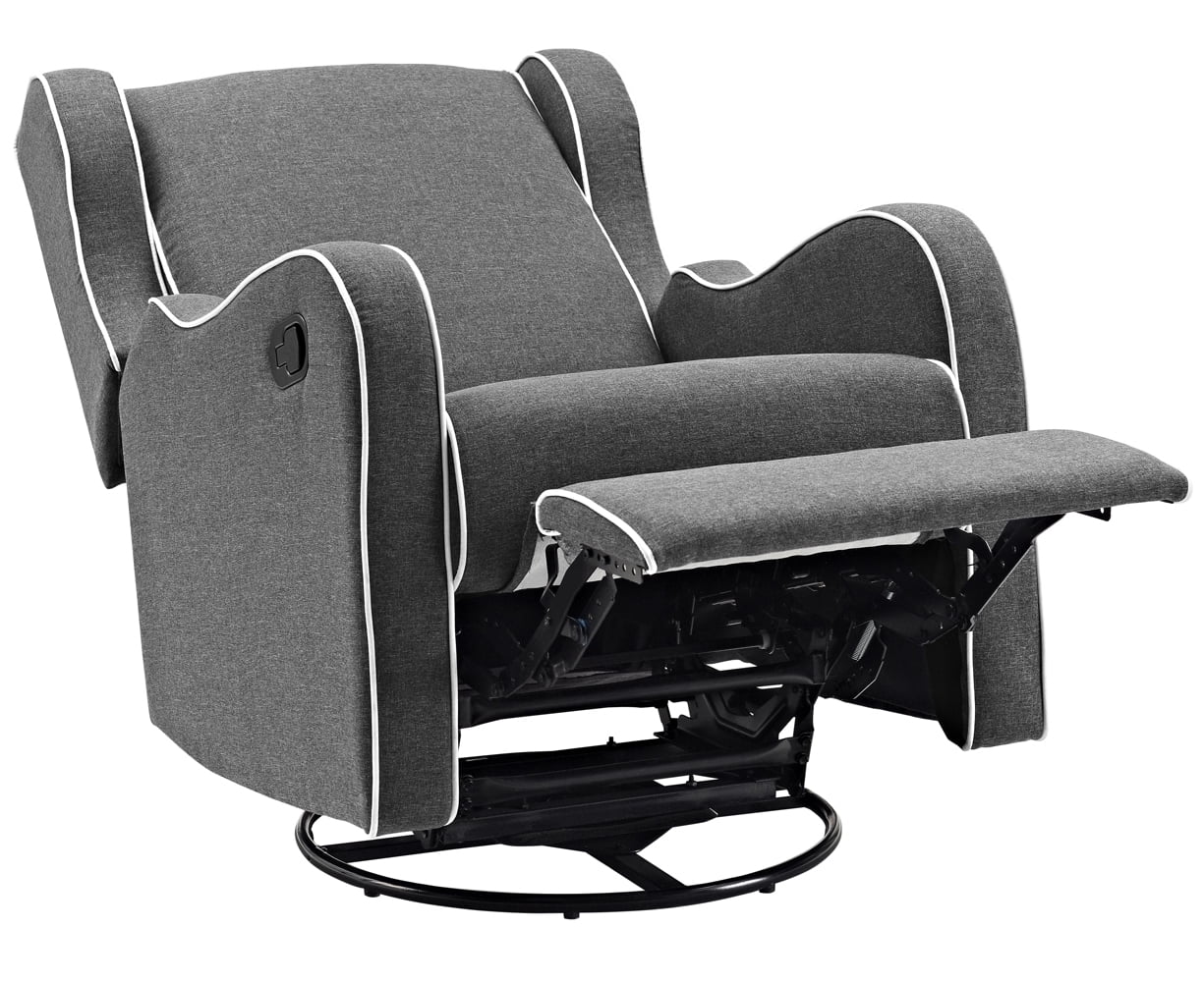 Angel Line Rebecca Upholstered Swivel Gliding Recliner, Dark Gray Fabric
