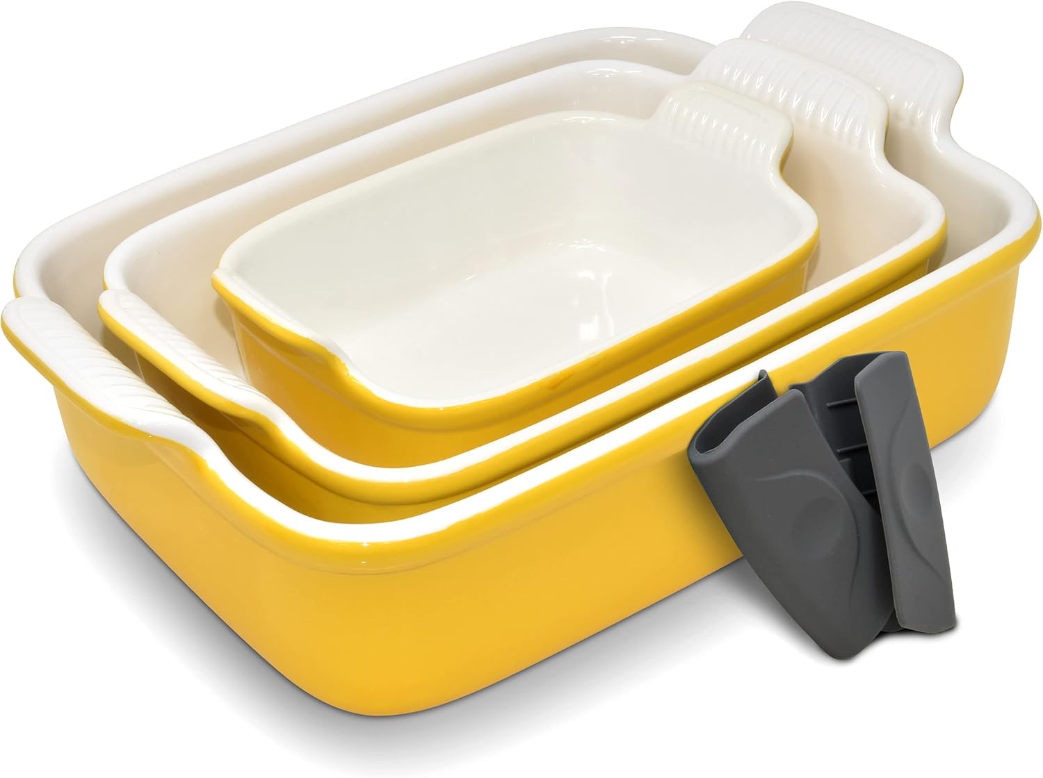 Ceramic Bakeware Set, Casserole Baking Dish Ceramic 3 Piece Rectangular Porcelain Bakeware Serving Dish Lasagna Pan Stoneware for Oven, Microwave