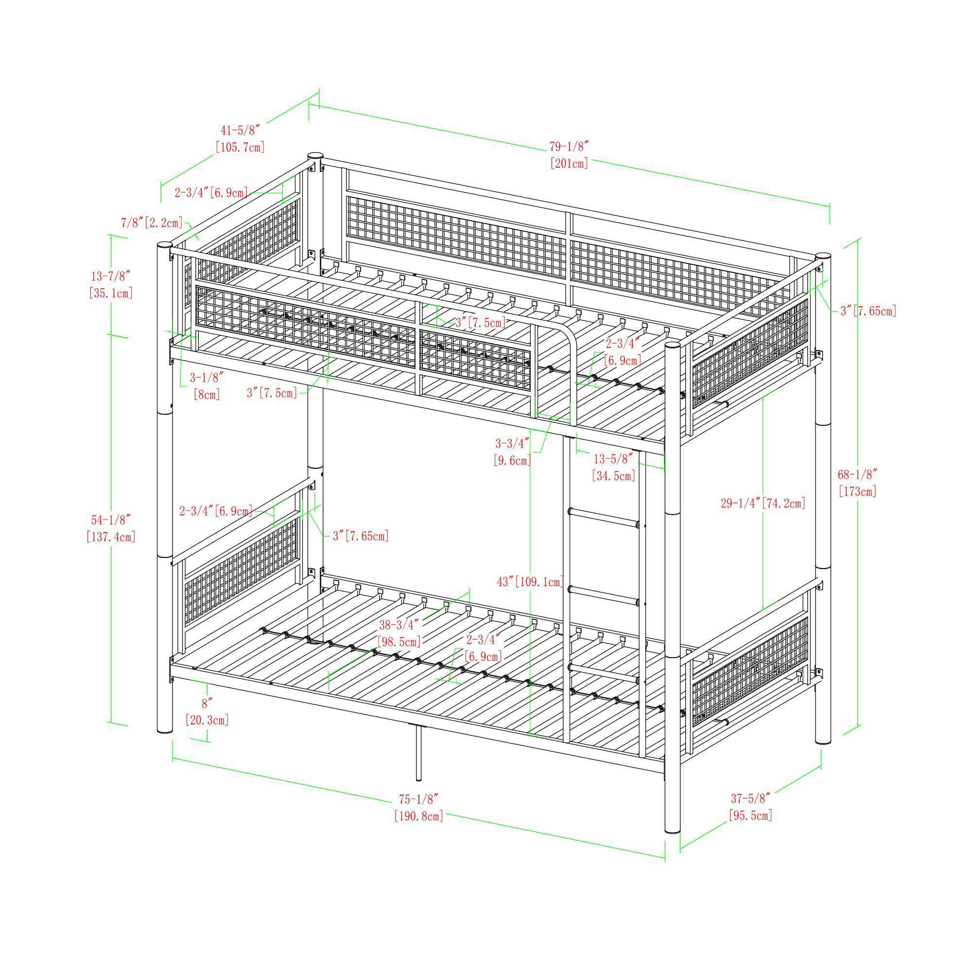 Twin Over Twin Metal Mesh Frame Bunk Bed Black - Saracina Home