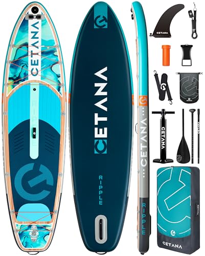 CETANA 11'6×35" Extra Wide Stand Up Paddle Board for Adults & Youth, 400lb Capacity Inflatable Paddle Board, Sup for 2+1 Person with Removable US Fin