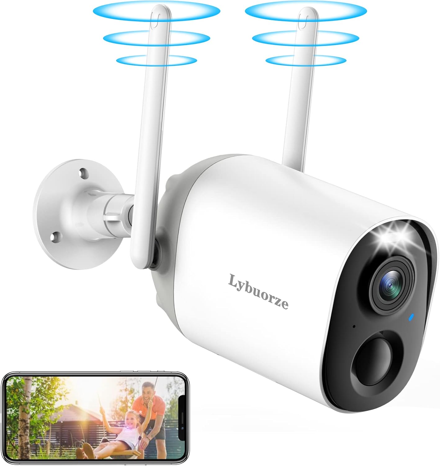 Outdoor Wireless Security Camera, Rechargeable Battery Powered IP Surveillance Home Camera, FHD Color Night Vision, Spotlights, Motion Sensor, Alarm
