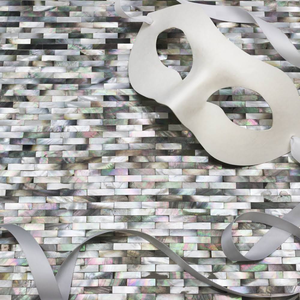 Ivy Hill Tile Sample - Lokahi Random Sized Seashell Splitface Tile Finish: Black/Gray/Pearl