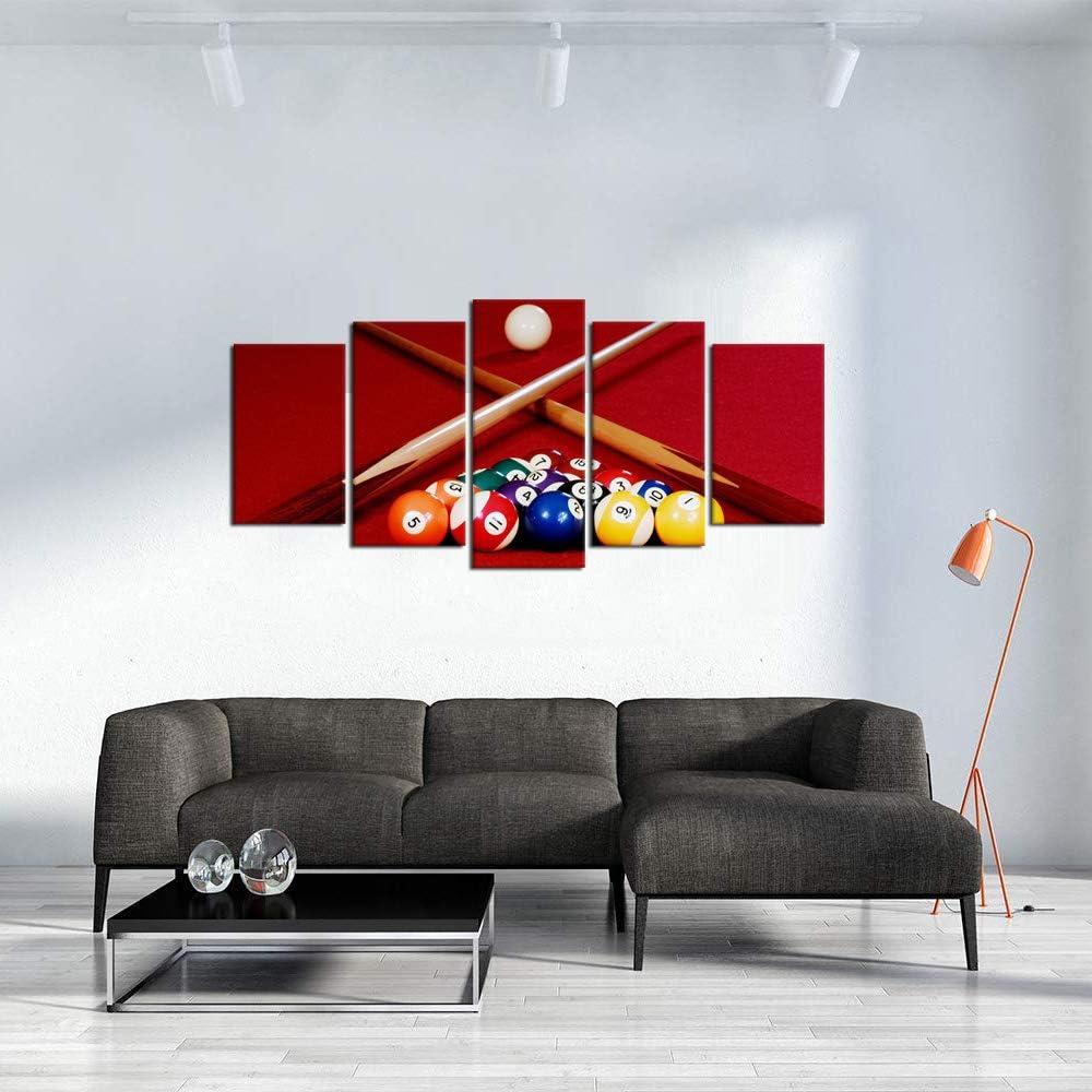 Biuteawal Playing Pool Table Billiard Balls Picture Canvas Wall Art Sport Giclee Prints Snooker Photo Painting for Home Game Room Club Bar Wall