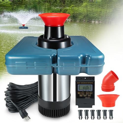 Pond Fountain Aerator, F2-2 1HP 750W 110V Stainless Steel Floating Fountain With 100 Feet Power Cord
