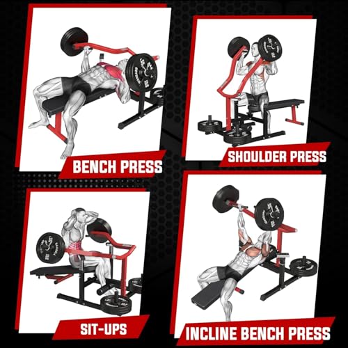 GMWD Chest Press Machine, 1050LBS Bench Press Machine with Independent Converging Arms, Adjustable Flat Incline Bench for Chest, AB Workouts