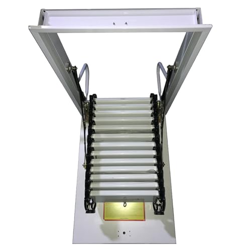 TECHTONGDA Attic Ladder 13 Steps Attic Stairs Pull Down Attic Loft Stair Telescoping Attic Access Ladder Ceiling Mounted Folding Ladder Attic Steps