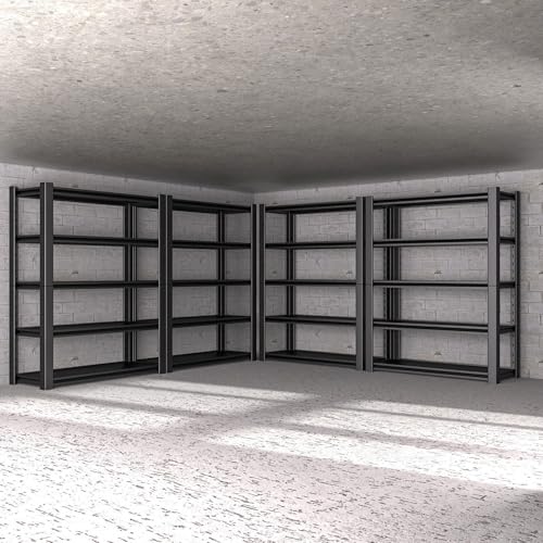 76.6" H Heavy Duty Garage Shelving Unit, 60" W Adjustable Metal Storage Rack, 5-Tier Metal Shelves, 24" D Industrial Shelving for Garage, Basement