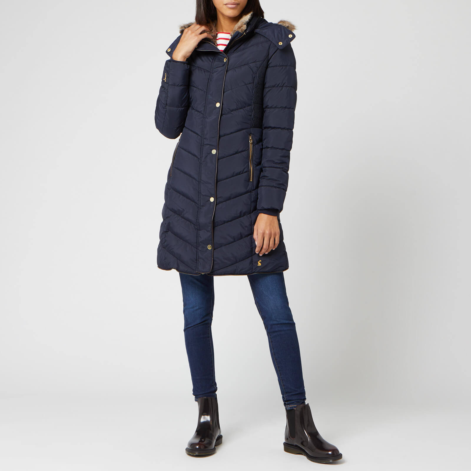 Joules Cherington Chevron Quilted Longline Padded Coat