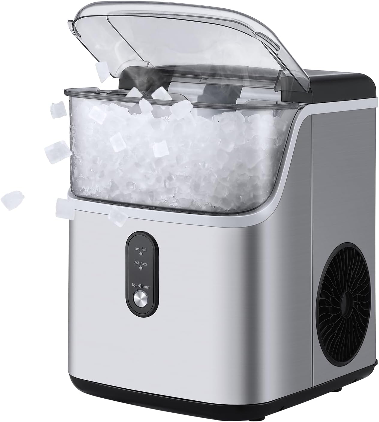 Nugget Ice Maker Countertop Machine with Soft Chewable Ice, Crushed Ice Makers with Self-Cleaning, 36Lbs/24Hrs, One-Key Operation