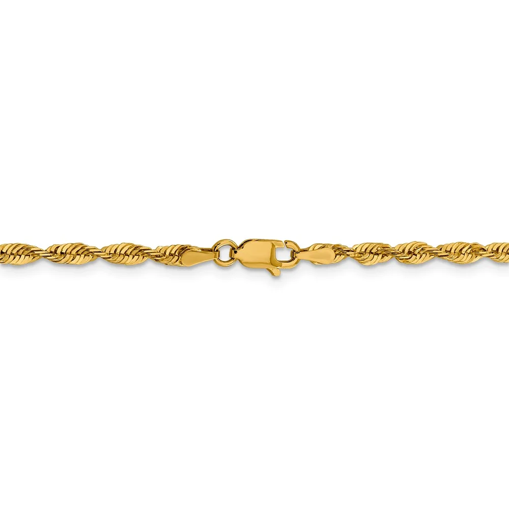 Leslie's Real 10kt Yellow Gold 3mm Diamond-Cut Lightweight Rope Chain; 24 inch; for Adults and Teens; for Women and Men