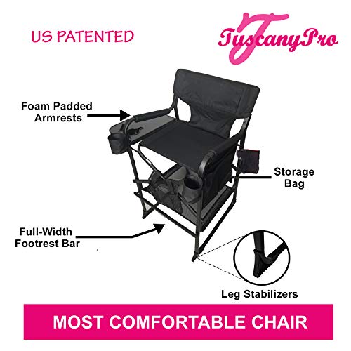 Portable Heavy-Duty Makeup Artist Chair with Umbrella Light Kit - Perfect for Makeup, Salon, Events with 29 Inch Seat Height - Carry Bag Included